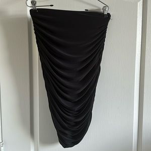 Express Black Ruched Midi Skirt